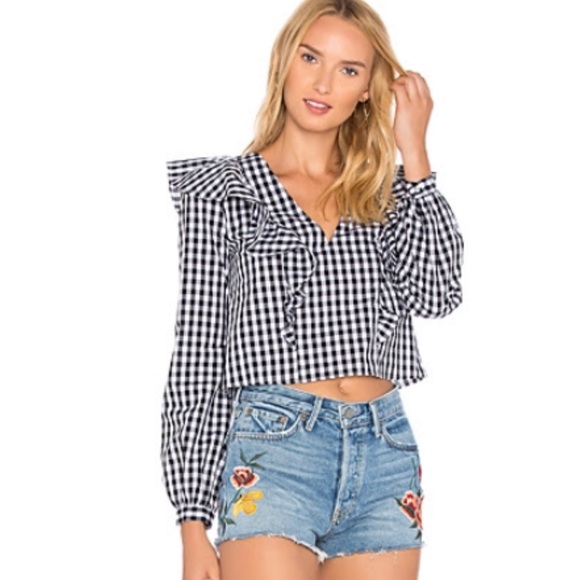 Lovers + Friends Tops - New! Lovers + friends gingham ruffle crop top